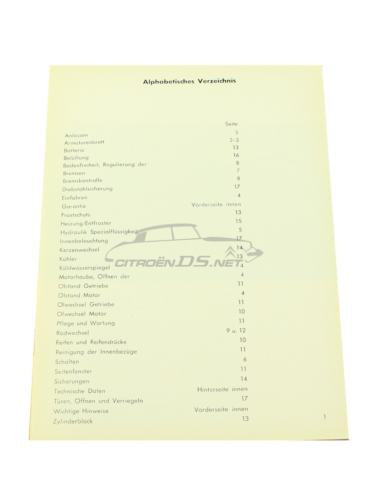 Betriebsanleitung DS 19, NEU und ORIGINAL