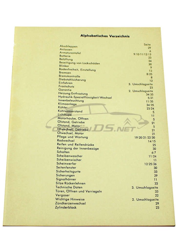 Betriebsanleitung DS19, mechanik, 1965/66, ORIGINAL