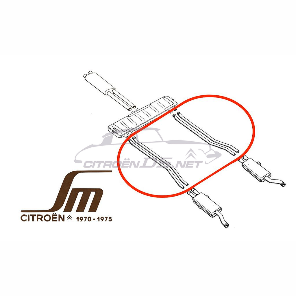 Zwischenrohre Citroën SM, 4 Stück