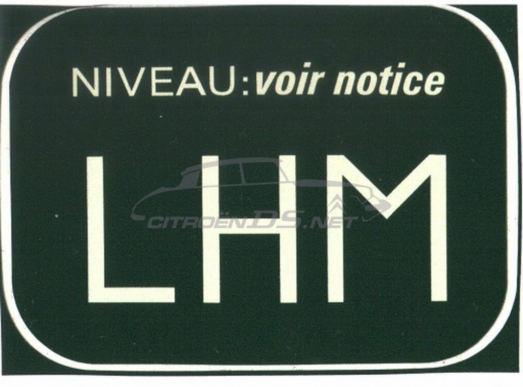 Autocollant pour  bocal LHM &quot;Niveau: voir notice LHM&quot;