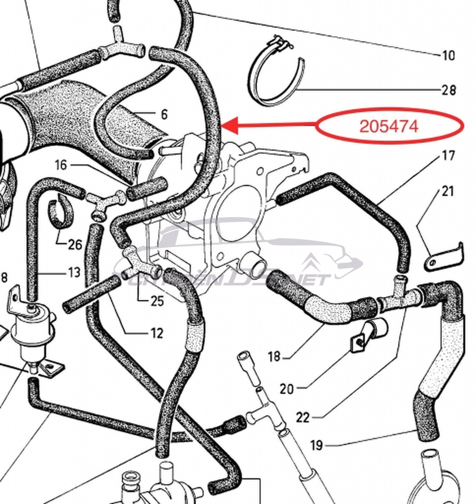 Tuyau dépression d’air de filtre à air raccord 3-voies - 3-voies inj. 07/72-&gt;