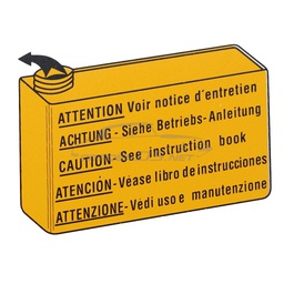 [308258] &quot;Attention: voir notice d’entretien&quot; LHS plaque jaune écriture noire