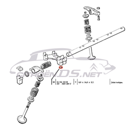 [102108] O-ring under rocker arm support, 1965-1975