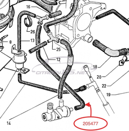 [205477] Vacuum hose additional air slide to 3-way connection throttle valve EFI 7/1972-'75