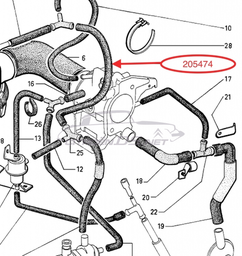 [205474] Air hose between two 'Y' pieces, 07/1972-1975